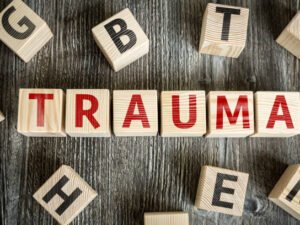 Wooden Blocks with the text Trauma