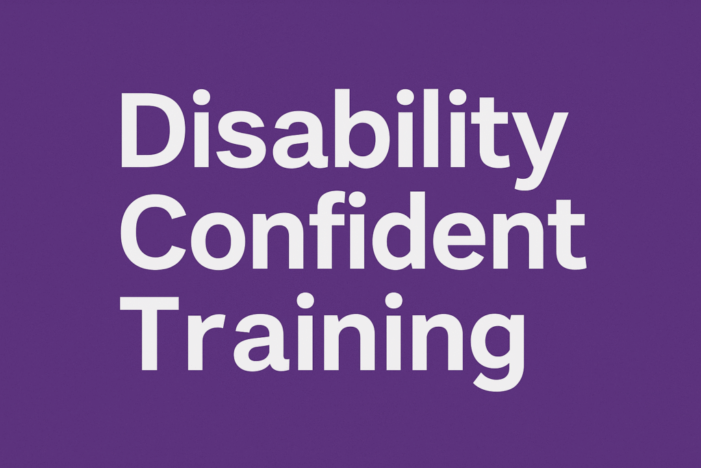 Purple background with bold white text that reads 'Disability Confident Training