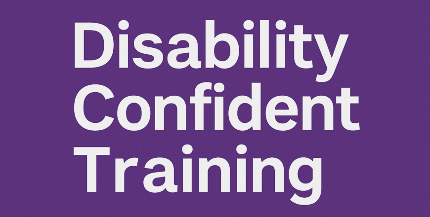 Purple background with bold white text that reads 'Disability Confident Training